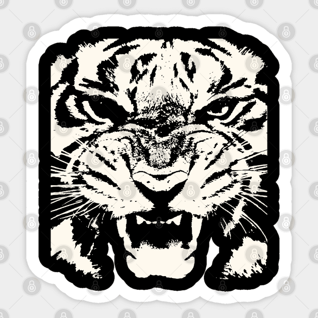 Tiger Vector Artistic White Face Cut Out Sticker by taiche